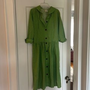 Persnickety Women’s Green and white polka dot dress size large NWT.